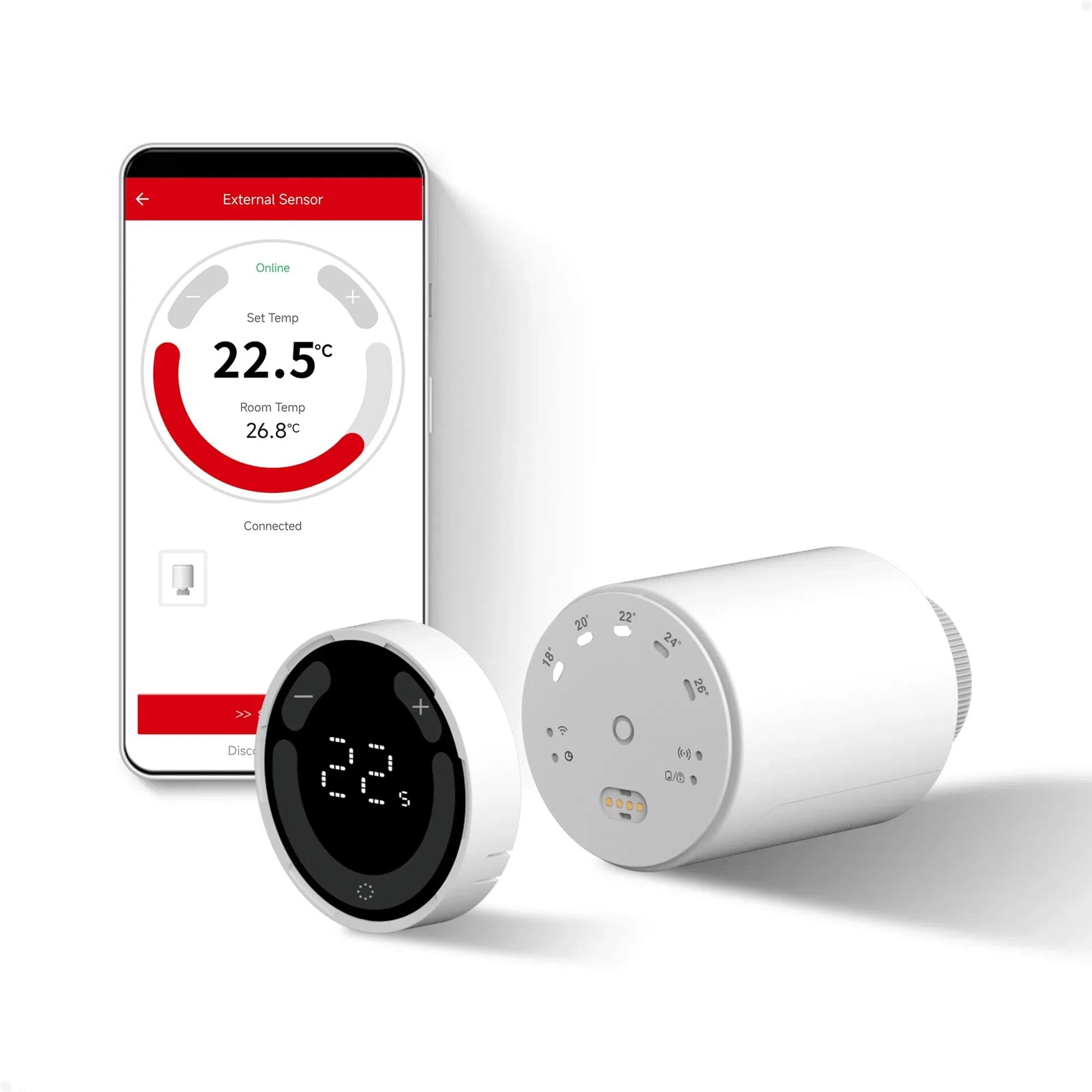 ECOBAY GEM Smart Radiator Thermostat, Detachable Zigbee TRV with Sensor, Precise Temperature Sensing, Local Wireless Control