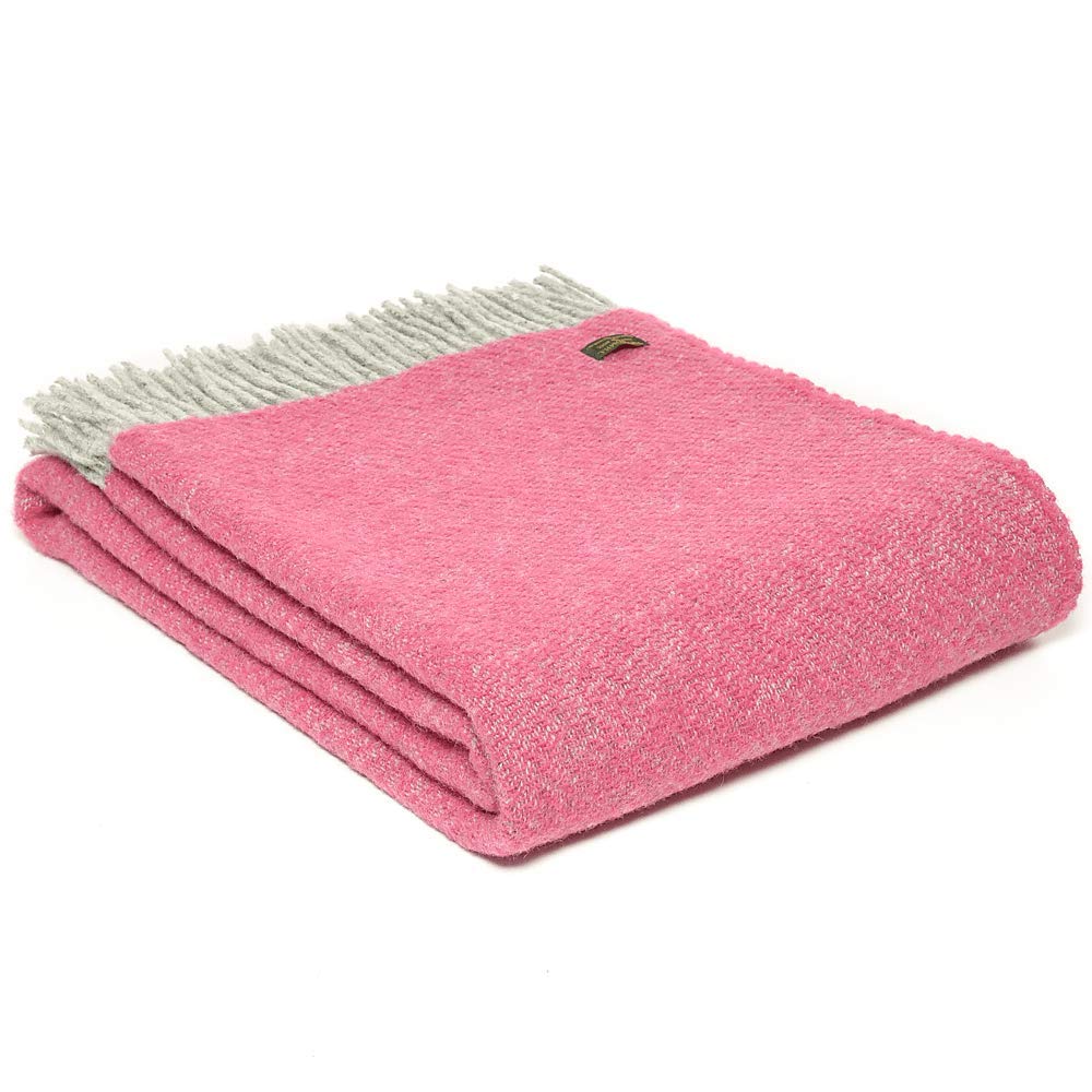 Tweedmill Pink Modern Lifestyle Boa Throw 150Cm X 200Cm 100% Pure Wool Made In Wales