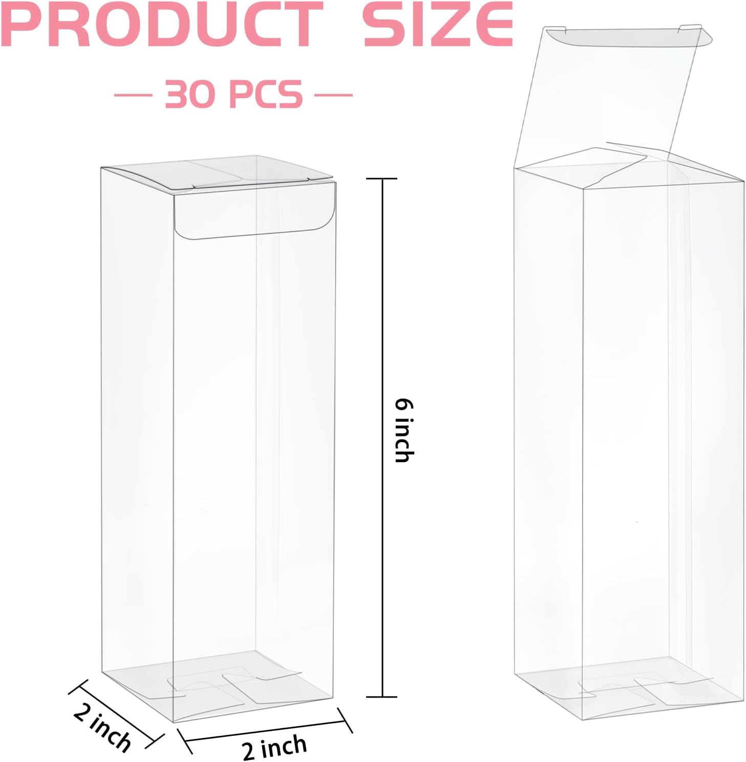 Jutieuo 30 Pack Clear Favor Boxes for Treats, 2x2x6 Inch Plastic Rectangle Gift Boxes Transparent Macaron Box for Wedding, Baby Shower, Birthday, Retail - Image 2