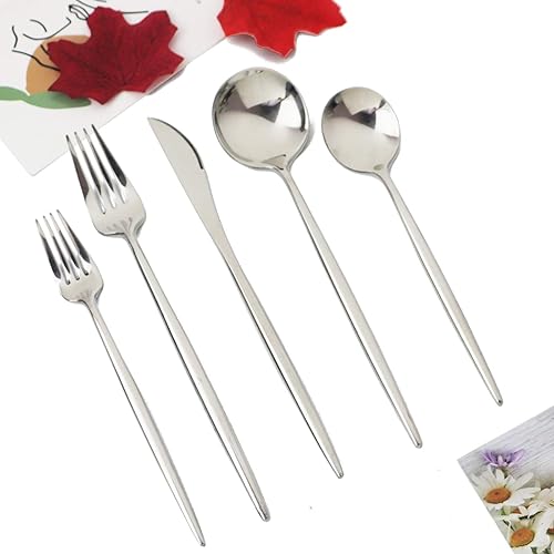 Miniatura 8 de JASHII Juego de cubiertos de 24 piezas de acero inoxidable 304 para el hogar, pulido con espejo, cuchillo, tenedorcuchara, moderno y elegante juego