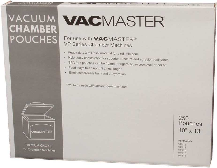 40725 3-Mil Vacuum Chamber Pouches, 10-Inch by 13-Inch, 250 per Box