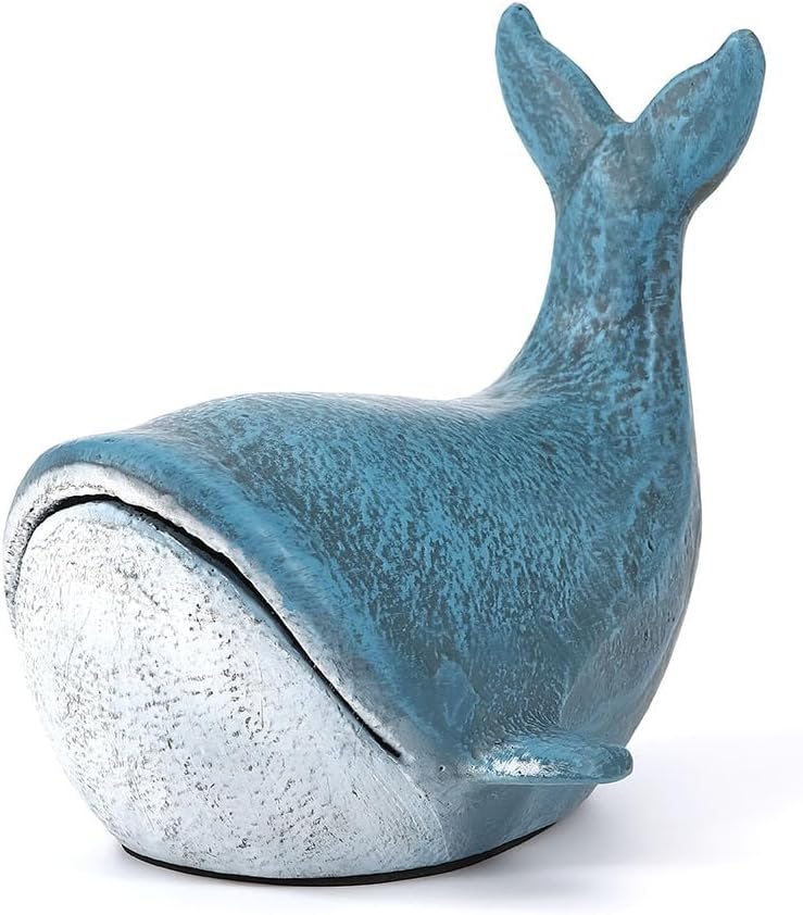 Cast Iron Door Stop, Decorative Door Stoppers, Heavy Duty Metal Door Stopper Cute for Bottom of Door - Whale Bookends - Cute Weighted Door Stop, Whale Decor Nautical Decorations