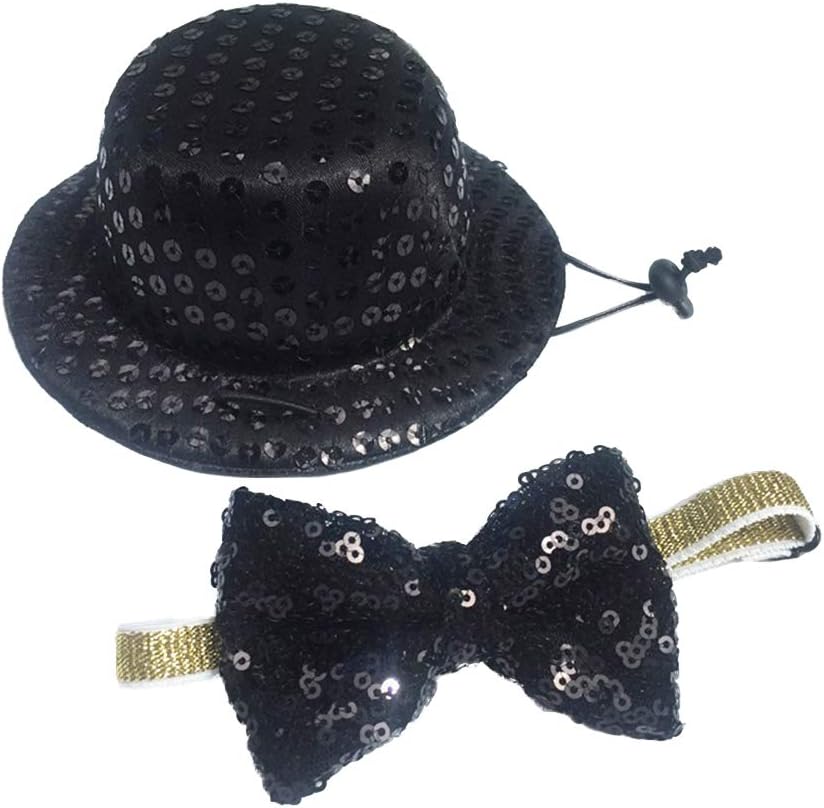 2-Pack Dog Costume Company Top Hat, Bow Ties for Dogs Funny Pets Accessories Dogs Top Hat and Bow Tie for Small Dog Party Supplies