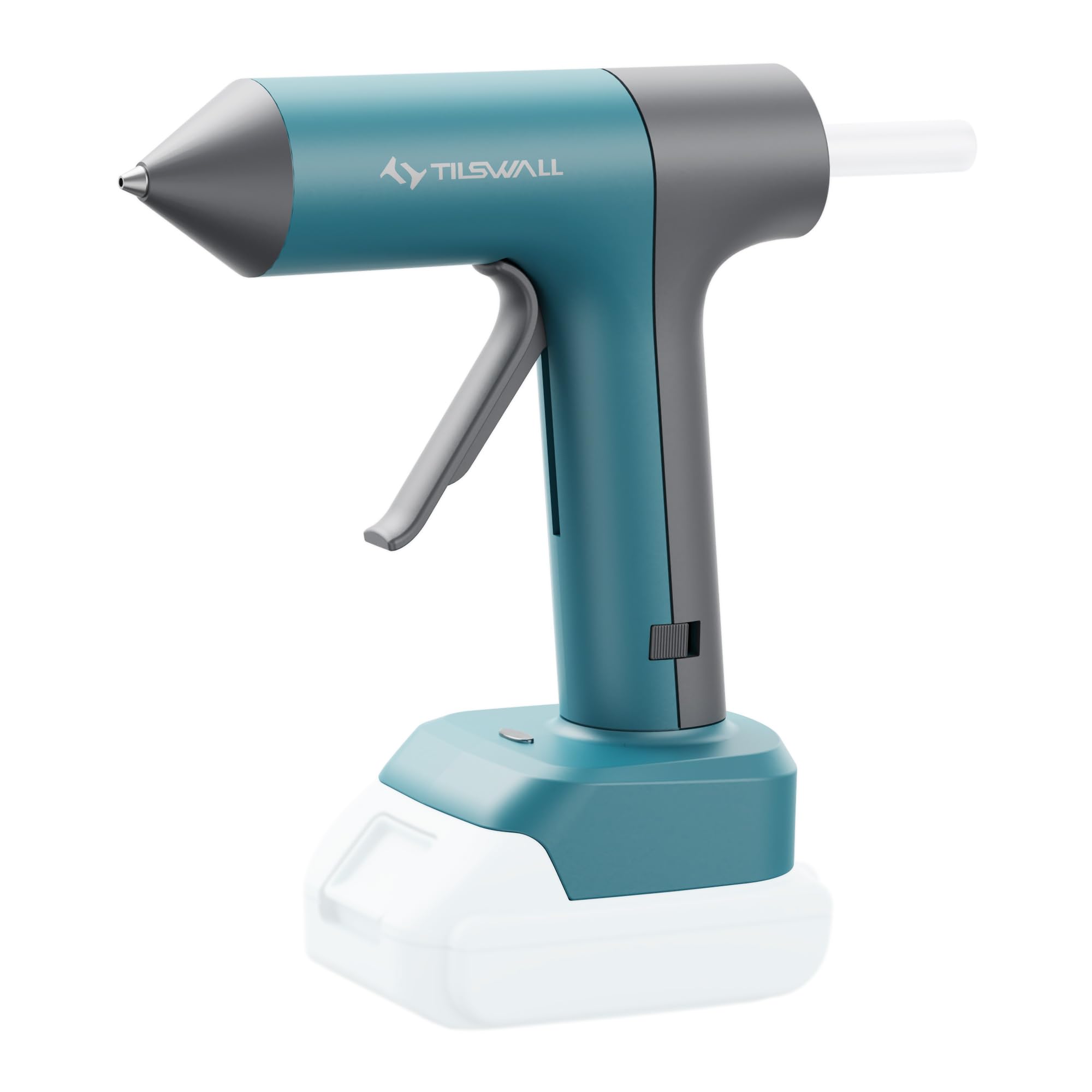 Pistola de pegamento caliente Tilswall compatible con baterías Makita 18V/20V, tamaño completo, precalentamiento en 90s, incluye 10 barras adhesivas (0.43 pulg.) (Baterías no incluidas)