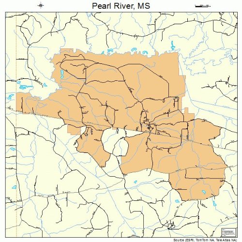 Large Street & Road Map of Pearl River, Mississippi MS Printed poster