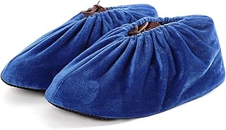 yuanxue 10 Pairs Washable Overshoes for Adults, Non-Slip Reusable Coral Fleece Shoe and Boot Covers for Indoor Household (Royal Blue)