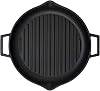 Lava Casting Round Grill Pan with Metal Handle, 30cm, Black