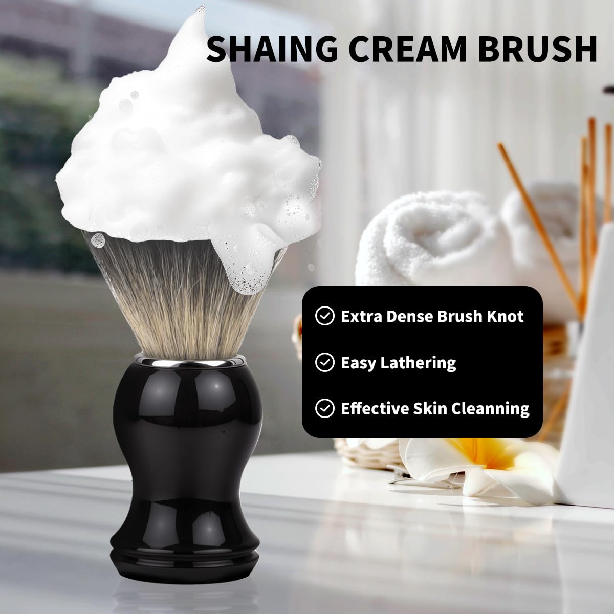 Juego de brochas de afeitar 2 en 1, brochas de afeitar para hombres con mango cómodo, cepillo de afeitar de cerdas suaves, kit de afeitado incluye soporte para cepillo, Navidad, regalo de cumpleaños 4