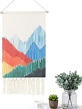 LOMOHOO Macrame Woven Tapestry Mandala Woven Bohemian Tapestries Wall Hanging Tree Shadow Mountain Bohemian Art Boho Wall Decor with Tassels for Home Bedroom Apartment Ornament (Mountain)