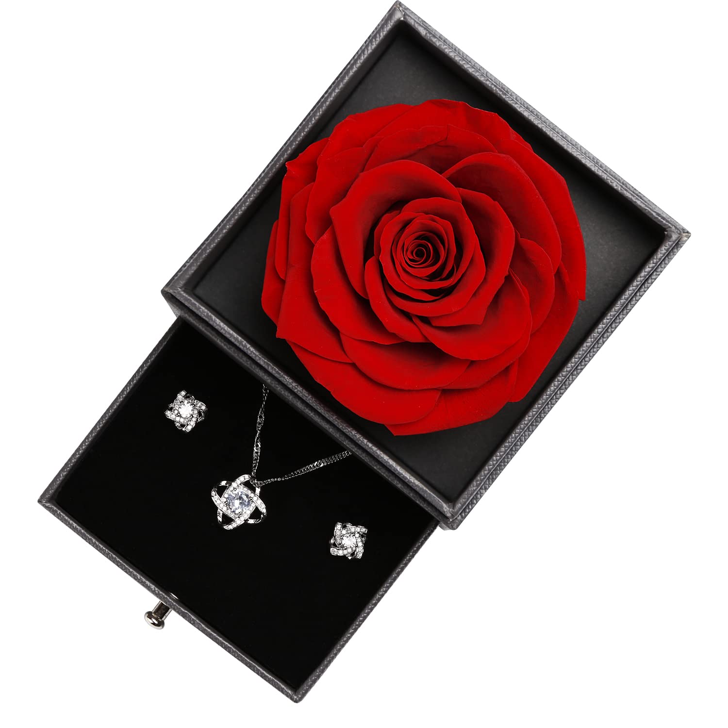 Rosa Eterna Stabilizzata Idee Regalo Donna, Mamma, Moglie, Rosa Eterna con Collana Regali per Lei - Rose Stabilizzate per San Valentino, Festa della Mamma