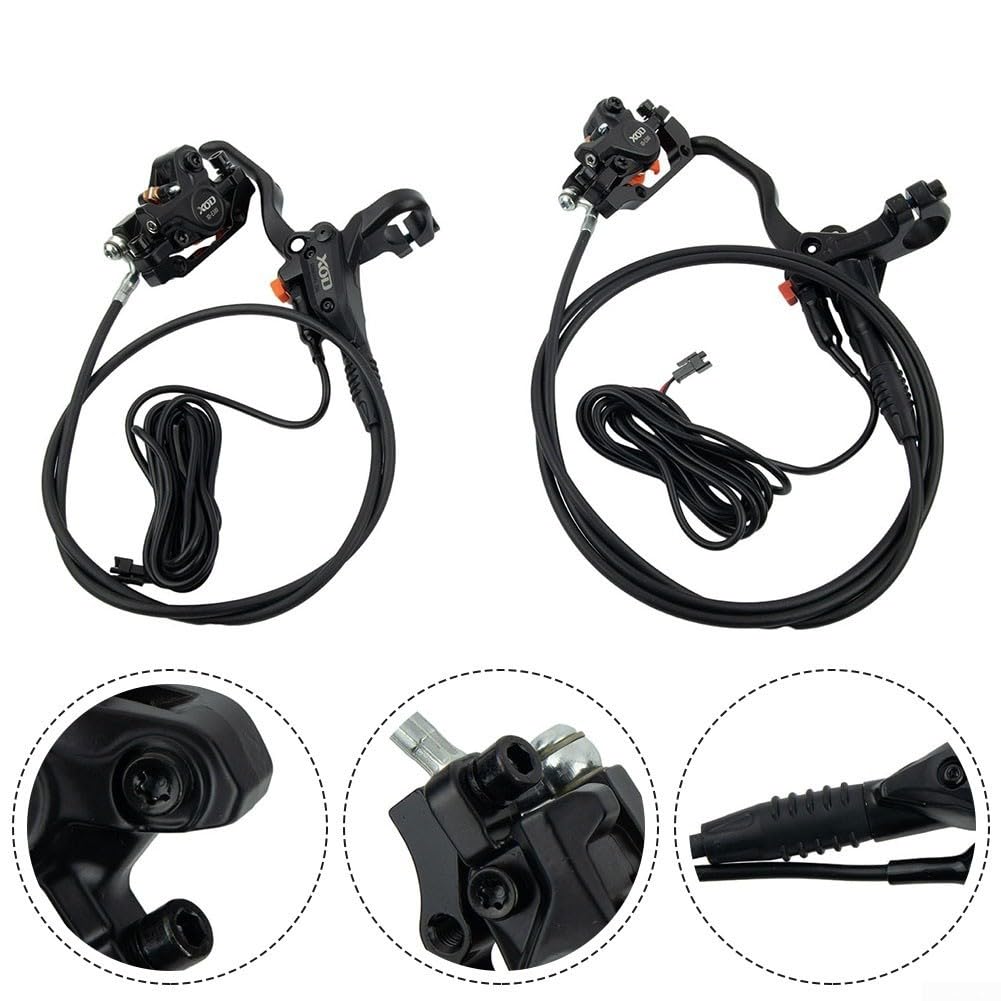 Fit for MTB Disc Brake Set, FOR XOD Electric Bikes Hydraulic Disc Brake Set, Electric Power Control Shifter Kit Left Front 85cm & Right Rear 155cm, Oil Pressure Calipers Levers (front+rear)
