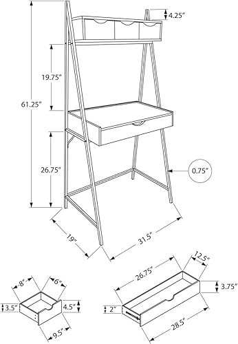 Miniatura 3 de Monarch Specialties I 7331 Escritorio para computadora, oficina en casa, portátil, inclinado, cajones de almacenamiento, 32 pulgadas de largo,