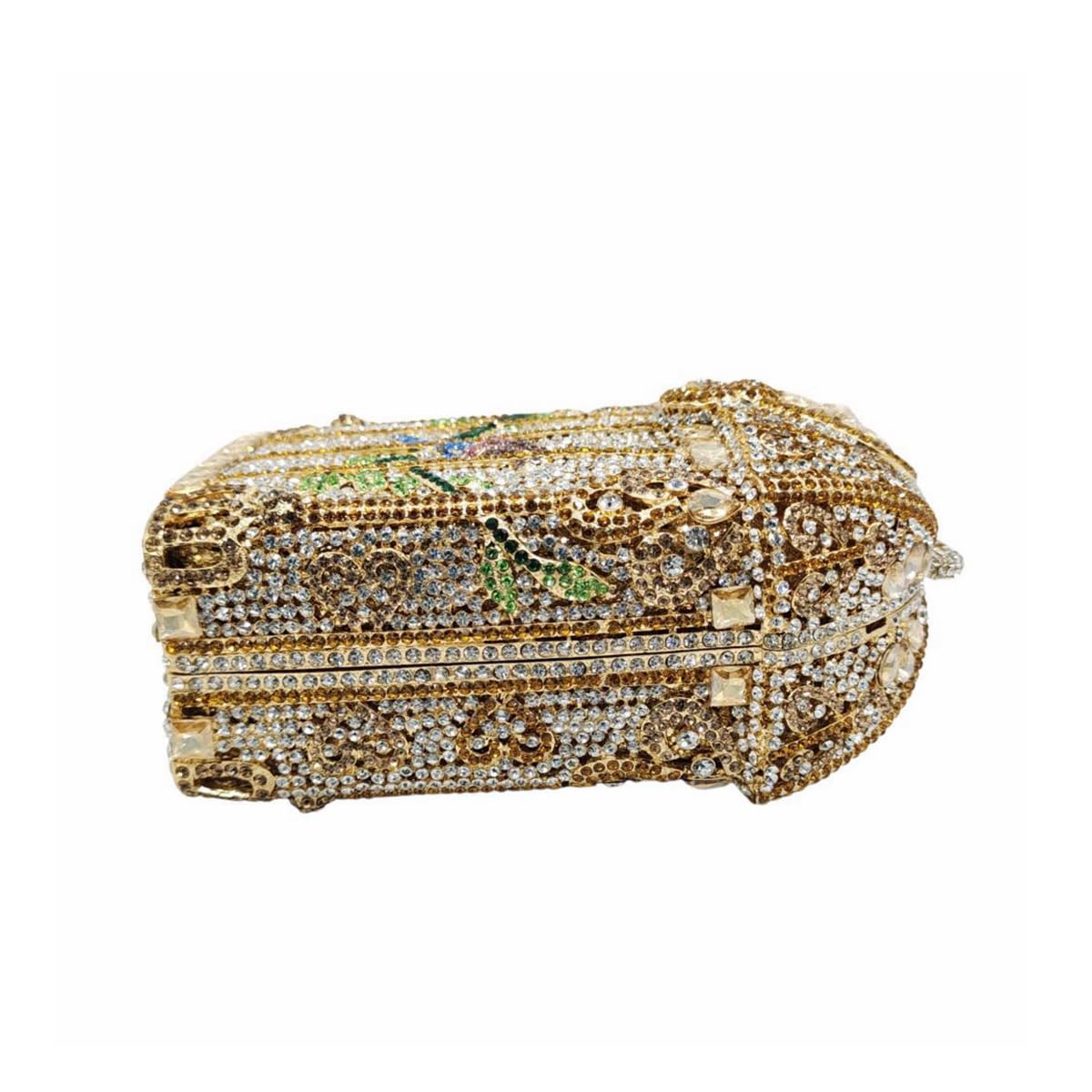 DEBIMY Bird Cage Rhinestone Evening Bag Sparkly Crystal Clutch Purse Wedding Handbag Prom Party Shoulder Bags Gold