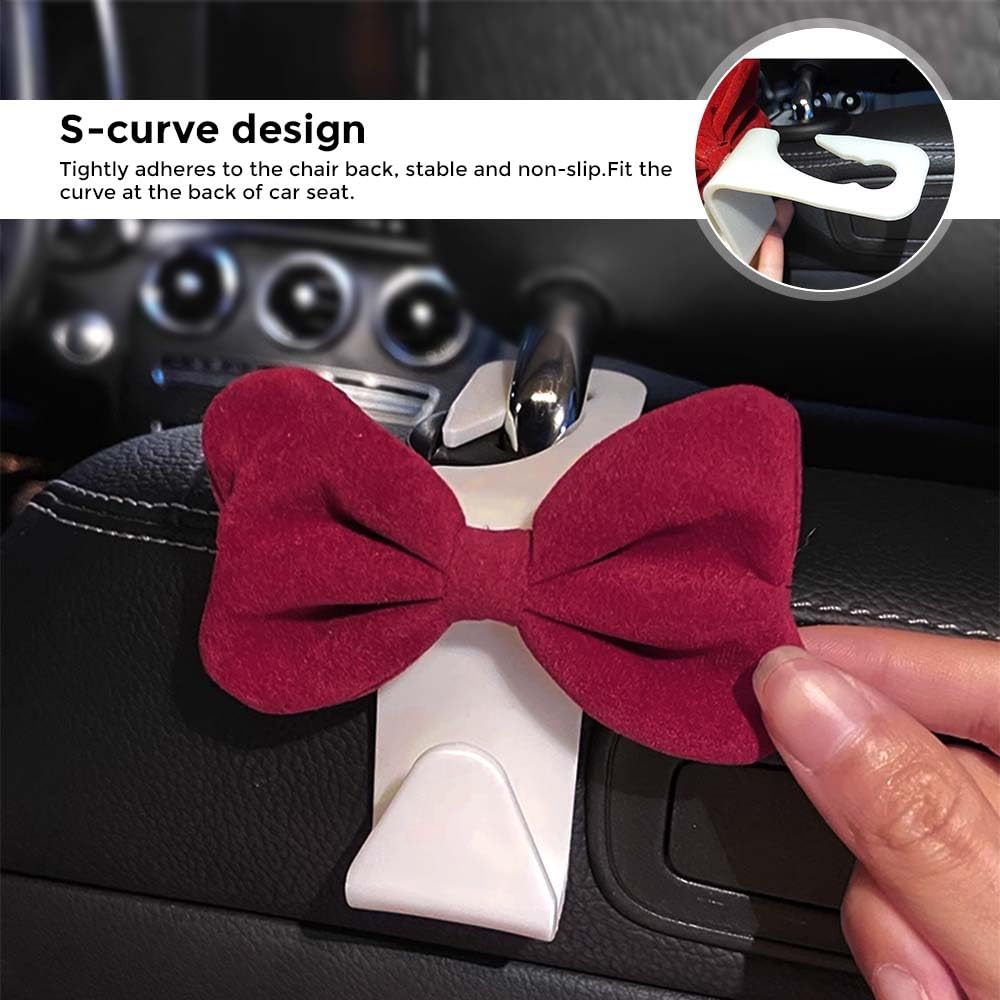 BVGACI Car Back Seat Headrest Hooks, 2 Pack Stylish Back Seat Bag Hooks, Suitable for Purses, Bags, and Groceries, Car Interior Accessories (red)