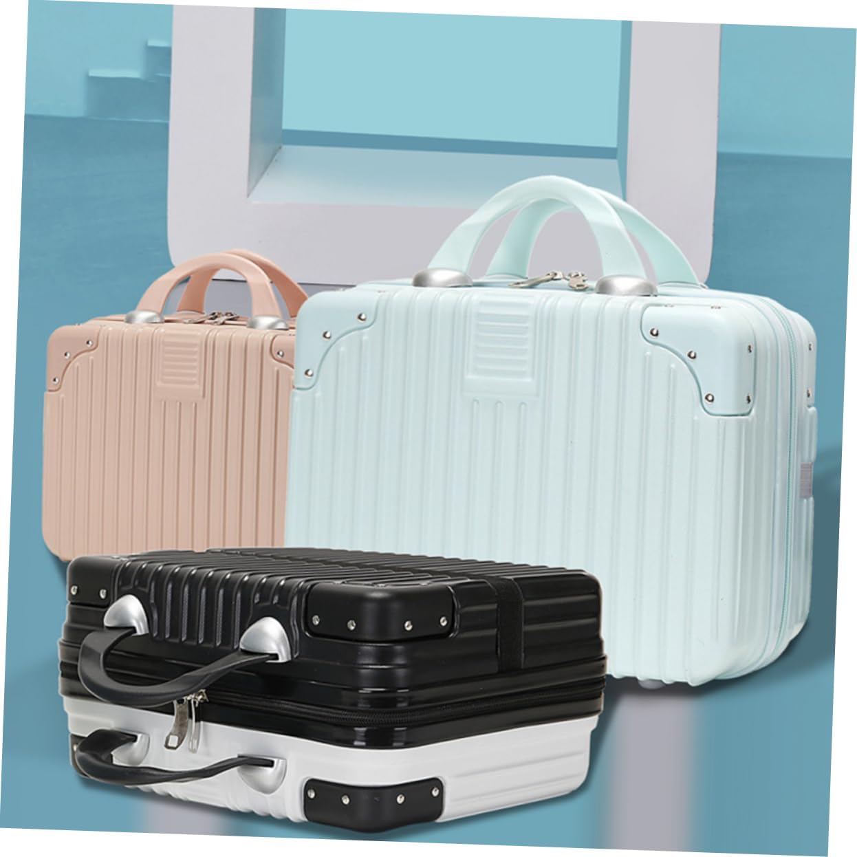 Cosmetic Suitcase Makeup Storage Box Capacity for Travel and Home Use Retro Makeup Organizer for Skincare Products and Sundries