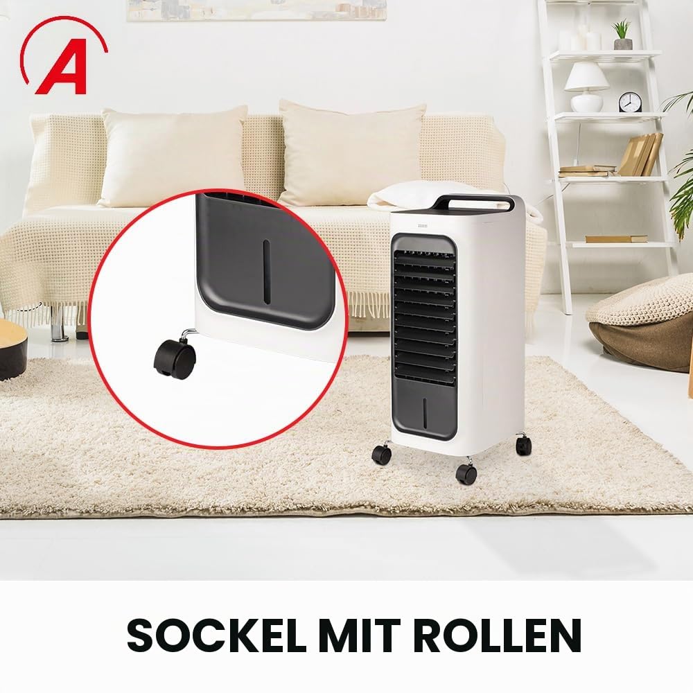 ARDES - ARCF02 Kühl- und Wärmezirkulator TAO mit Fernbedienung, Touch Controls und Display - 3-stufiger Verdunstungskühler mit Lamellenoszillation und Staubfilter - Transportierbar