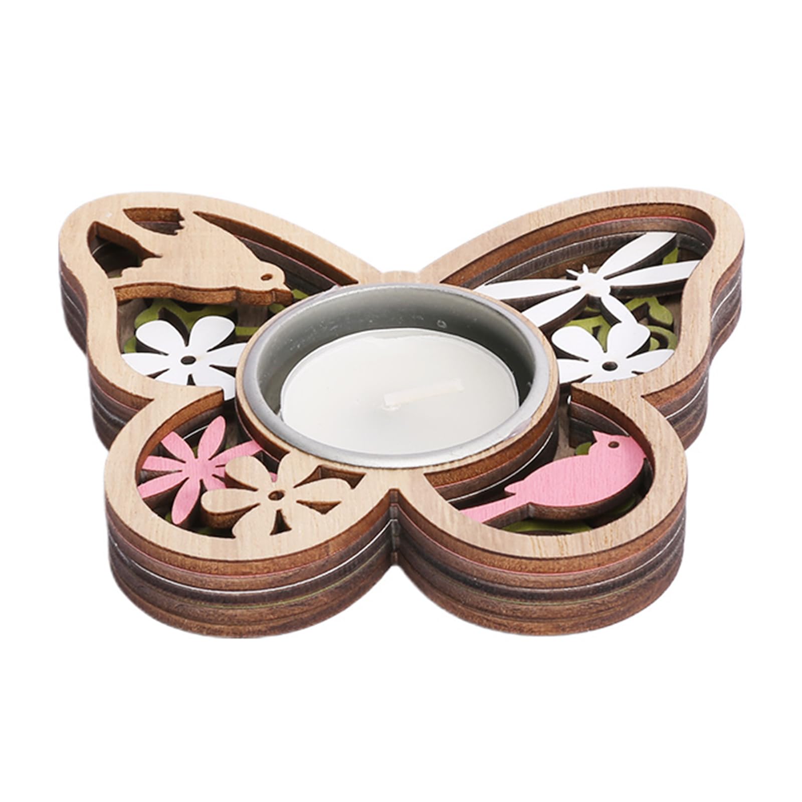 Osniyaw Butterfly Wooden Tea Light Holder Candlestick With Intricate Flowers And Motifs Elegant For Seasonal Decoration Wooden Tea Light Holder