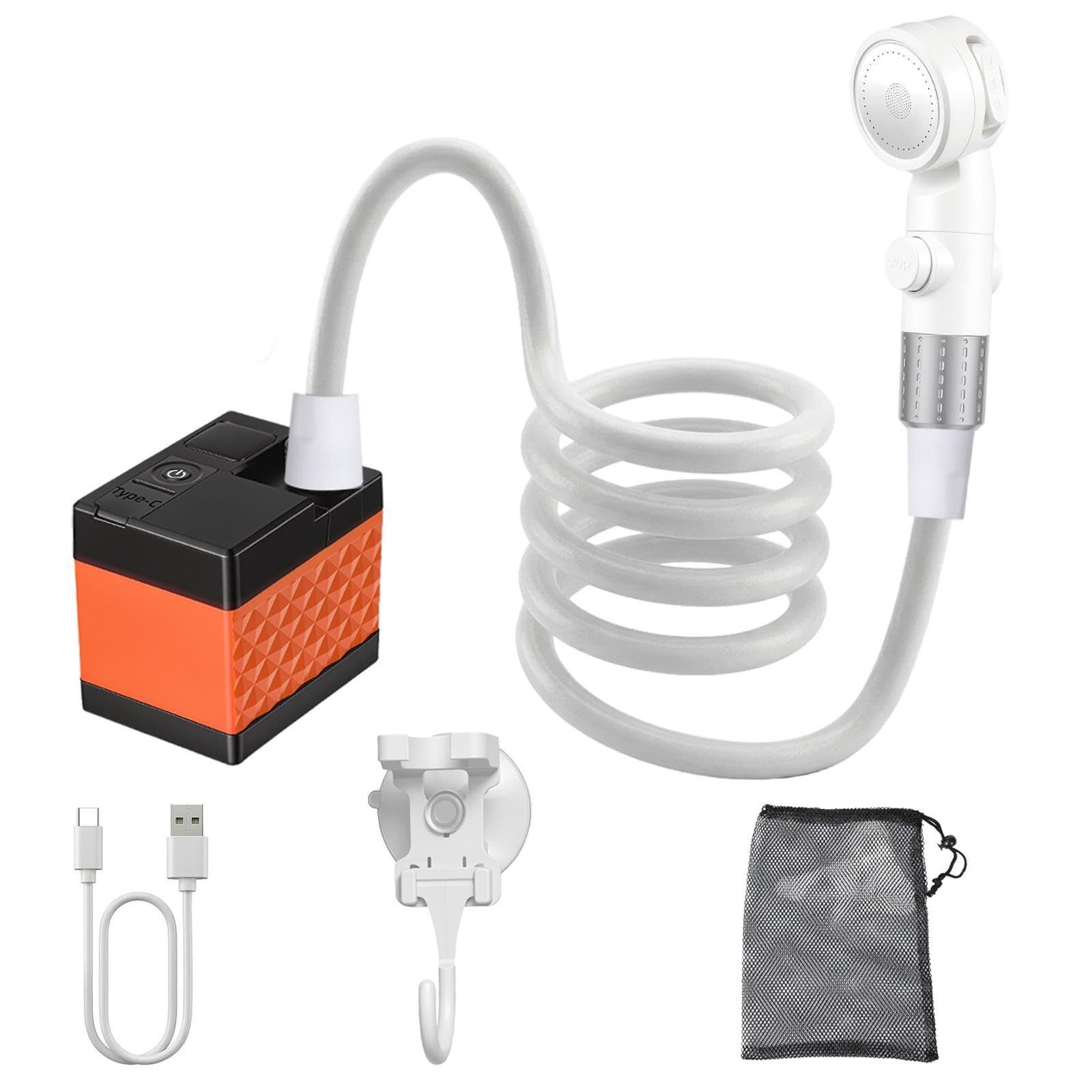 Doccia Portatile da Campeggio | Ricaricabile Impermeabile Display LED | Pompa Doccia Portatile da Campeggio | per Escursioni, Viaggi, Tenda, Auto, Camper, Giardino, Bagno, Pulizia Animali Domestici