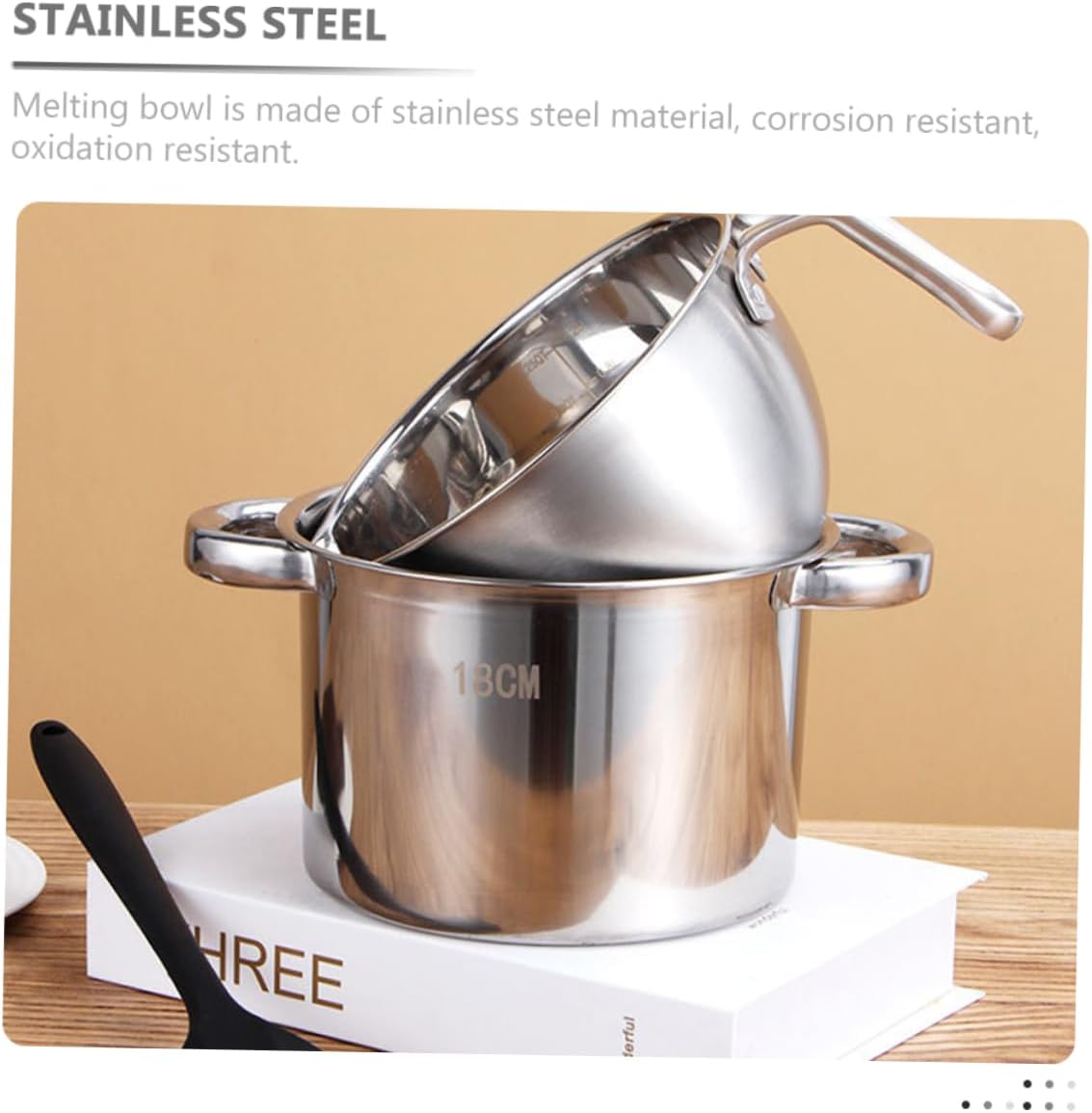 GLEAVI 1set Melting Pot Double Boiler Stainless Steel Butter Cheese Heating Pot Easy to Use Compact