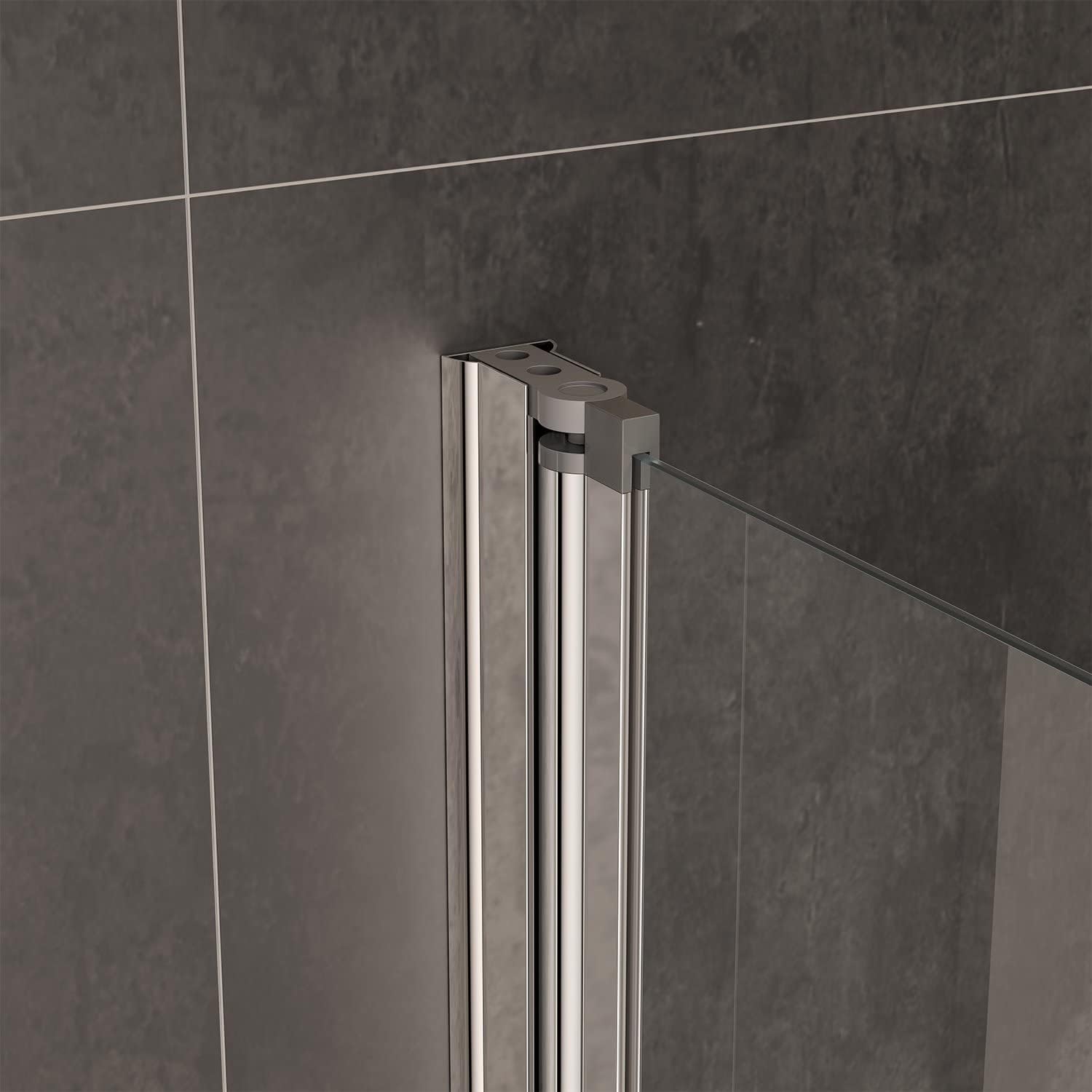 VeeBath RST035 - Pannello per vasca da bagno in vetro temperato con bordo curvo, 6 mm, cromato