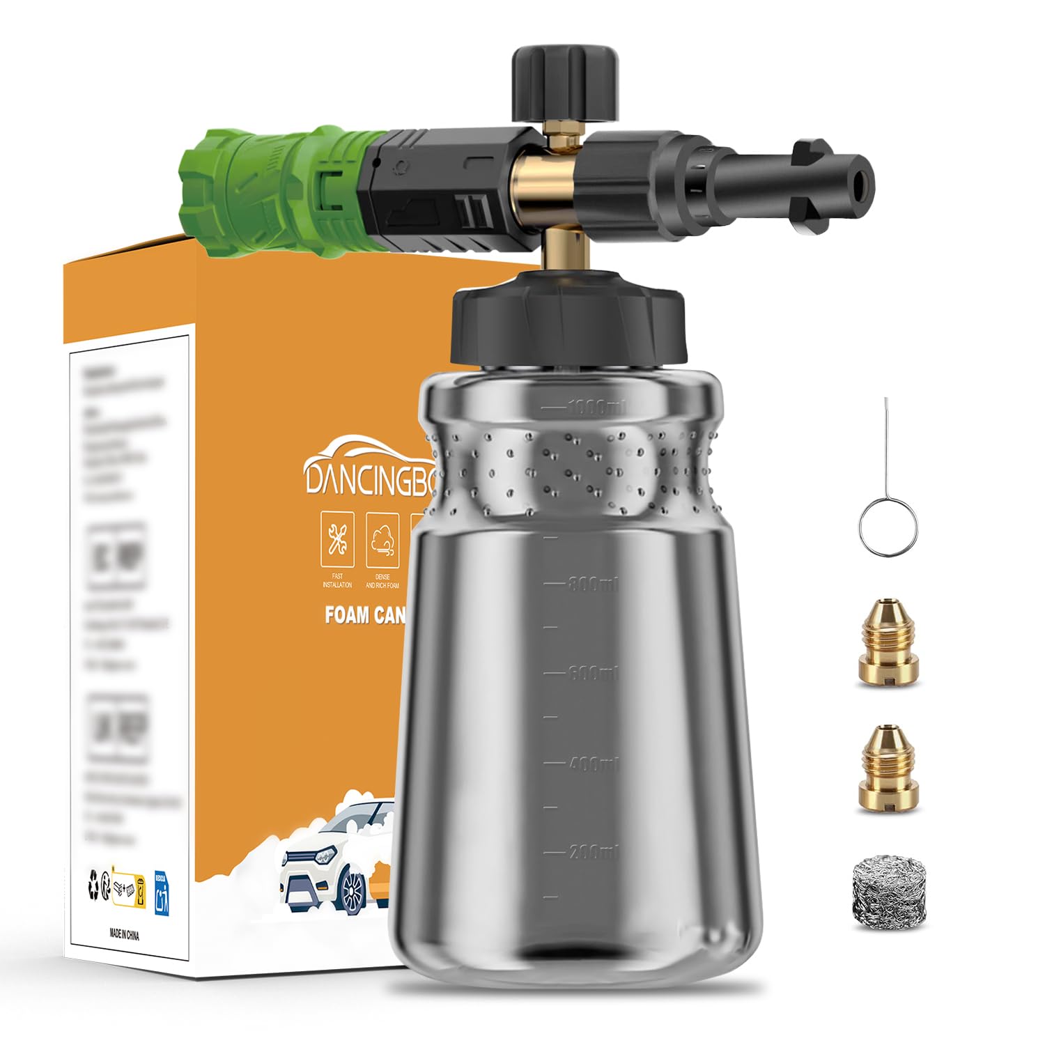 DANCINGBOAR Snow Foam Lance for Karcher K2-K7 Pressure Washers, 1L Adjustable Foam Cannon Bottle Soap Dispenser, Snow Foam Gun Attachment for Car Wash and Cleaning