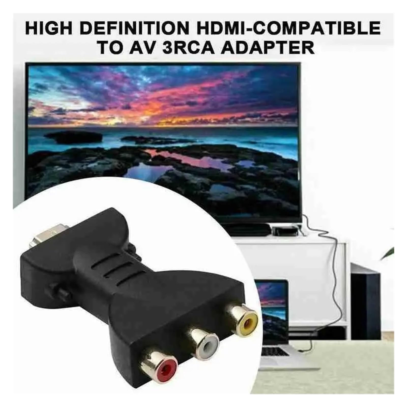 HDMI to RCA Adapter AV Converter 3RCA Audio Video for TV Player