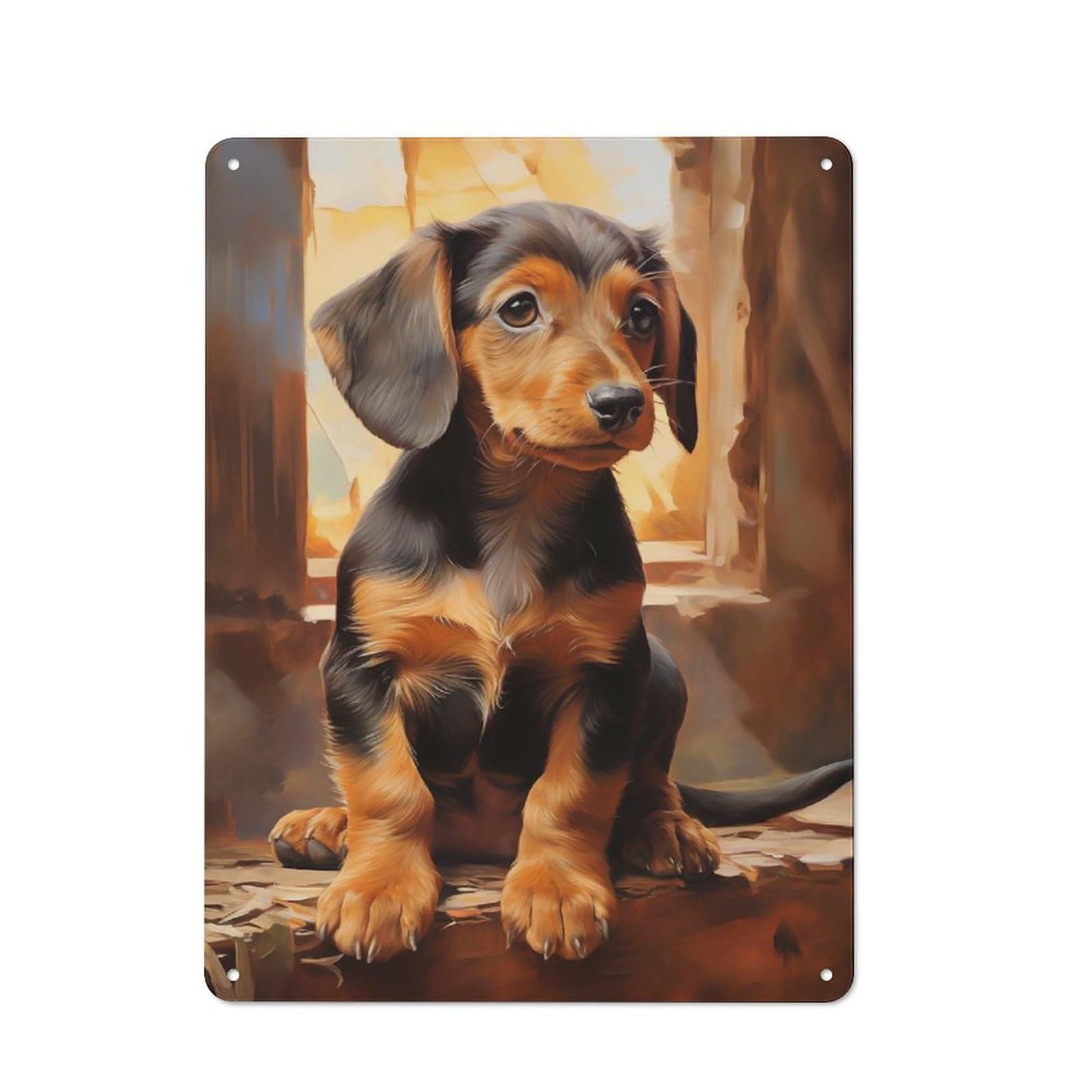 Junmoney Style-22 Dachshund Puppy Retro-Style Tin Sign 40X30cm For Guest Room Or Hallway, A Christmas Gift For People Styling Guest Room And Hallway