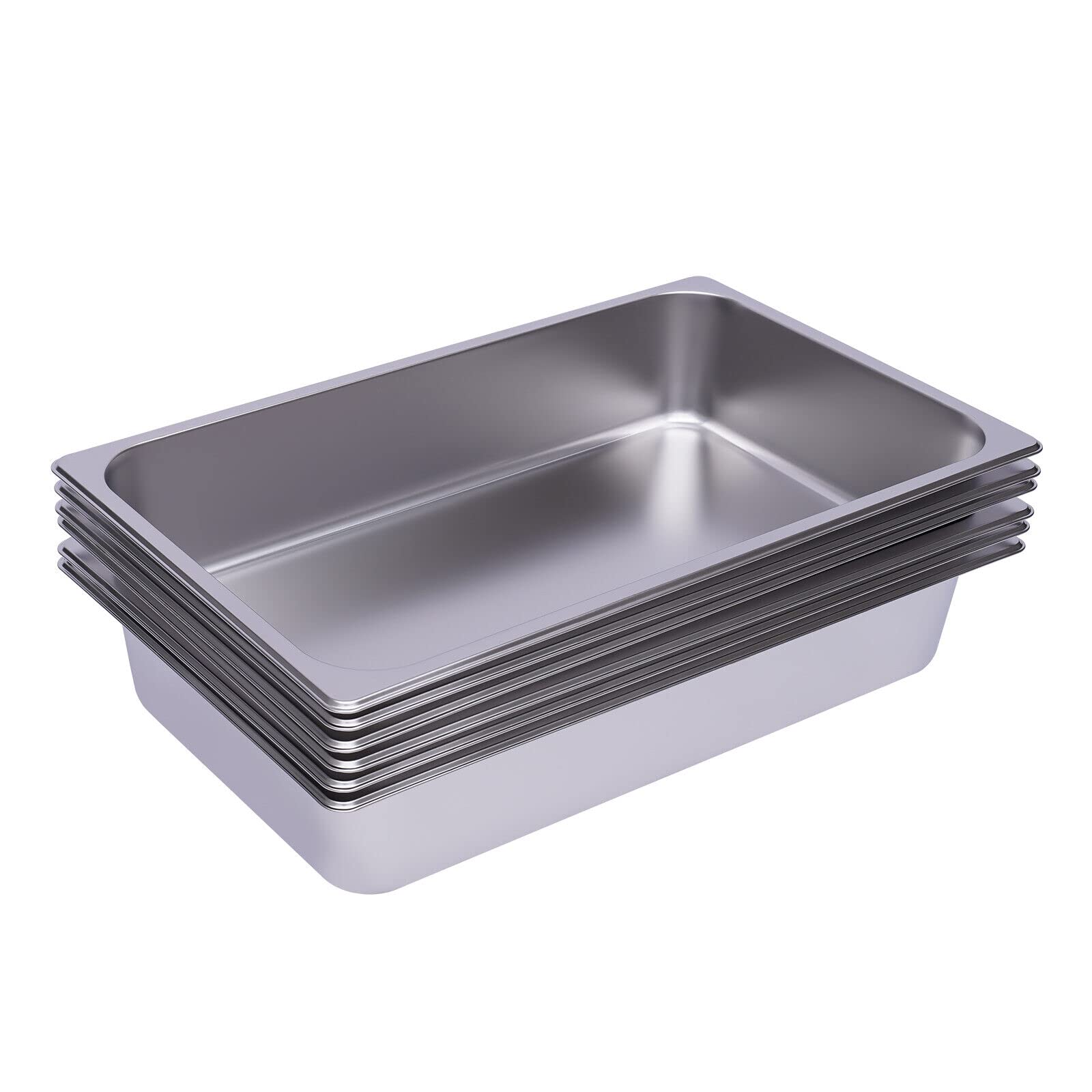 Contenedores Gastronorm inoxidables de acero inoxidable 6 unidades 1/1 100 mm de profundidad 53 x 33 x 10 cm Gastronorm adecuado para platos de chafing, tartas, mesa Food Pan Hotel Food