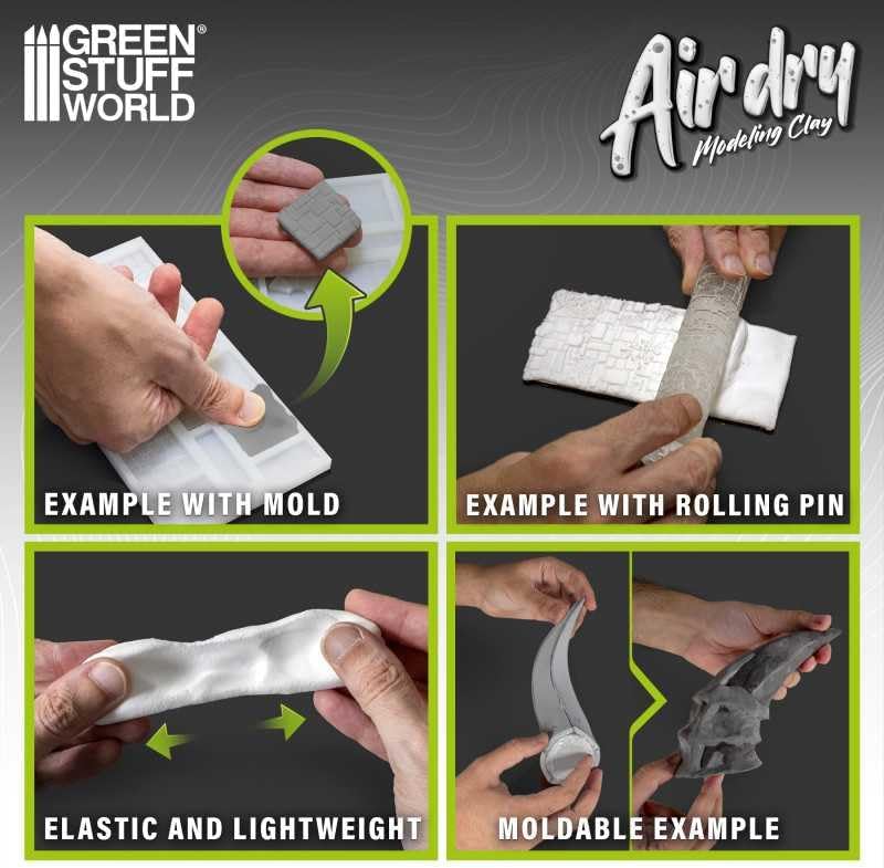 Miniatura 3 de Green Stuff World Arcilla de espuma Air Dry 8.82 oz. - Gris para cosplay, manualidades y modelado 5395