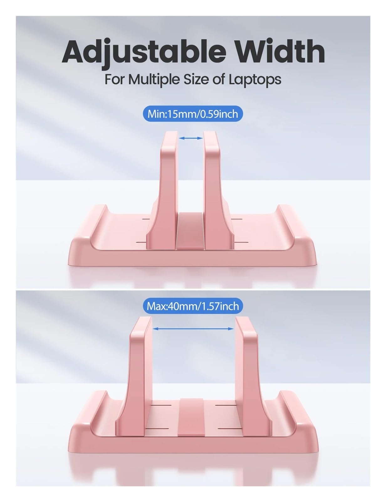 Supporto for laptop verticale rosa, dock for desktop 3 in 1 regolabile