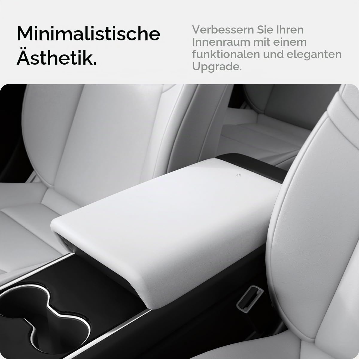 Spigen Tesla Model Y (~2024) Model 3 (2021-2023) Mittelarmlehne Abdeckung, Armlehne Abdeckung Schutzhülle Inennraum, Langlebig und Wasserfest, Kompatibel mit Tesla Model Y und Model 3 Zubehör - Weiß