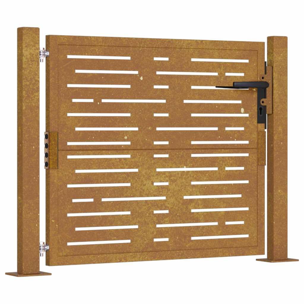 Brama ogrodowa 100 x 75 cm, stal Cortena, kwadratowy design