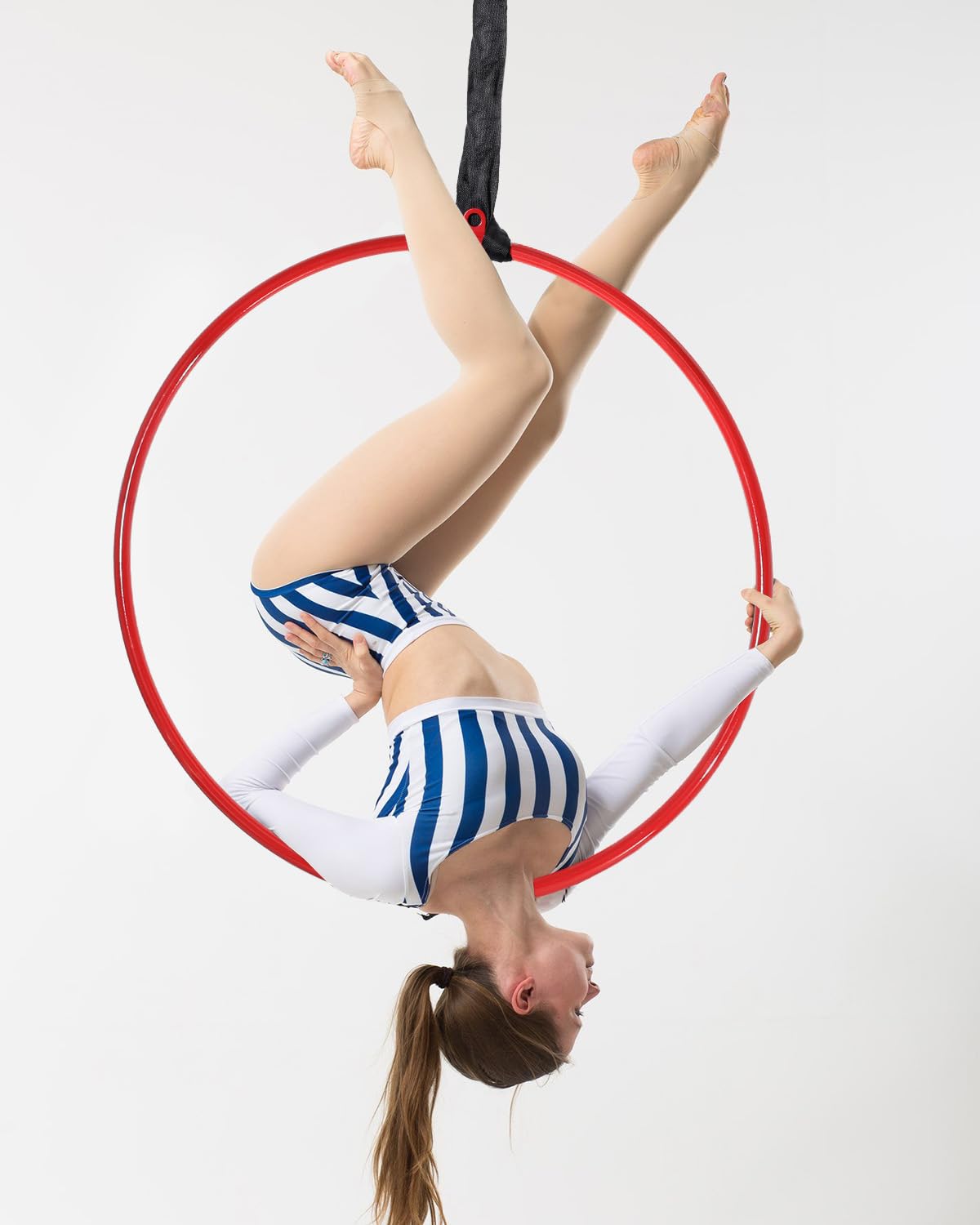 DASKING Aerial Hoop mit ZubehöR Aufbewahrungstasche - Hochwertig Rot 85/90 cm Lyra Hoop Aerial Yoga Set füR Tanz Kunst Yoga Zirkus Luftring Akrobatik, 2 Tonnen-Sicherheitssystem Aerial-Hoop