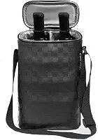 Bolsa Porta Vinho Wine Bag Case 2 Garrafas ou Tacas Espumante c/Alça Mala Couro Sintetico Preto