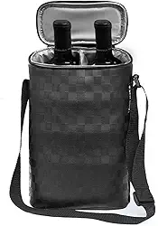 Bolsa Porta Vinho Wine Bag Case 2 Garrafas ou Tacas Espumante c/Alça Mala Couro Sintetico Preto