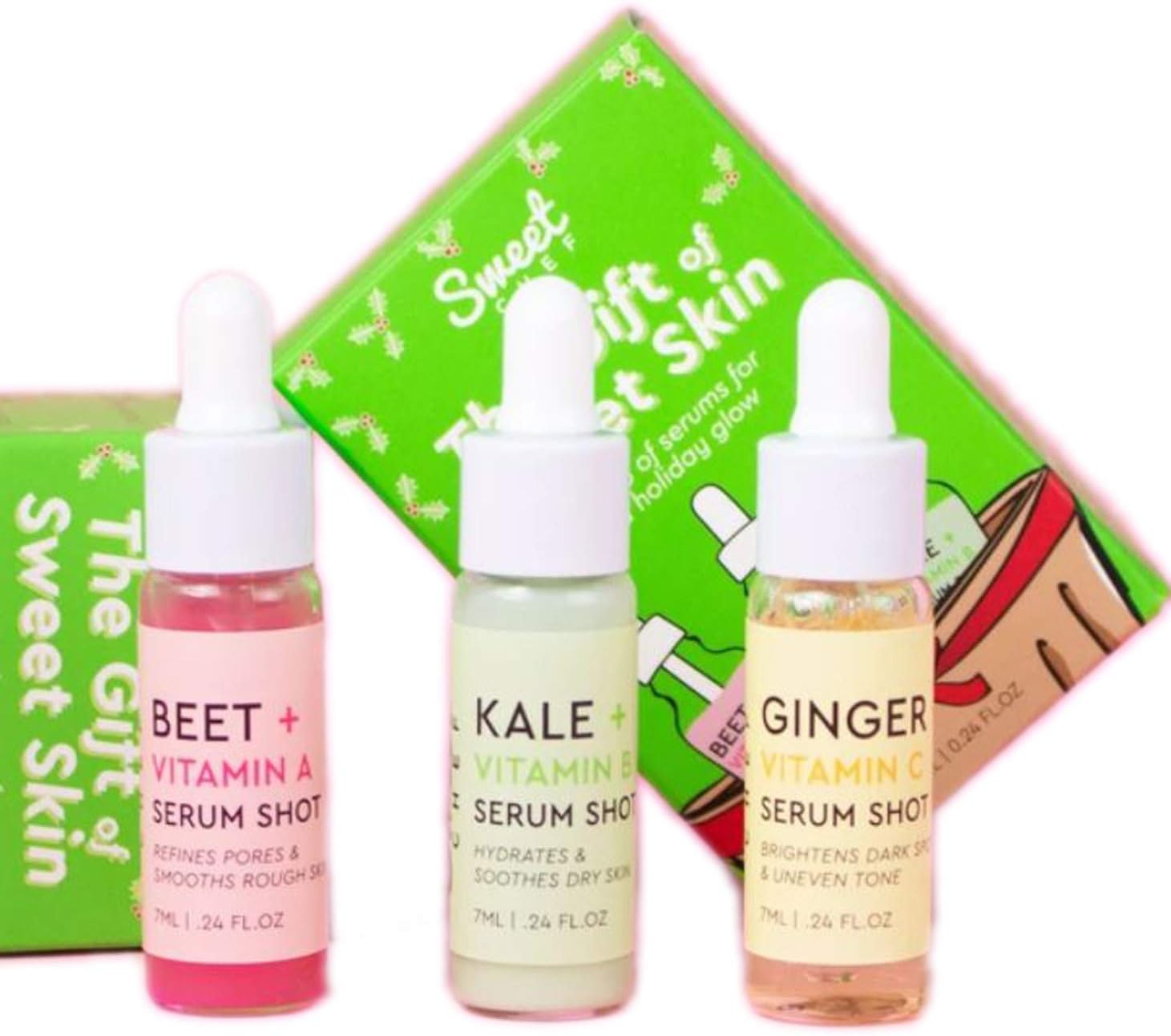 Sweet Chef The Gift Of Sweet Skin Serum Set! Vitamin C Serum, Vitamin A Serum and Vitamin B Serum! Vitamin B Hydrating Serum, Vitamin C Brightening Serum and Vitamin A Antioxidant Serum!