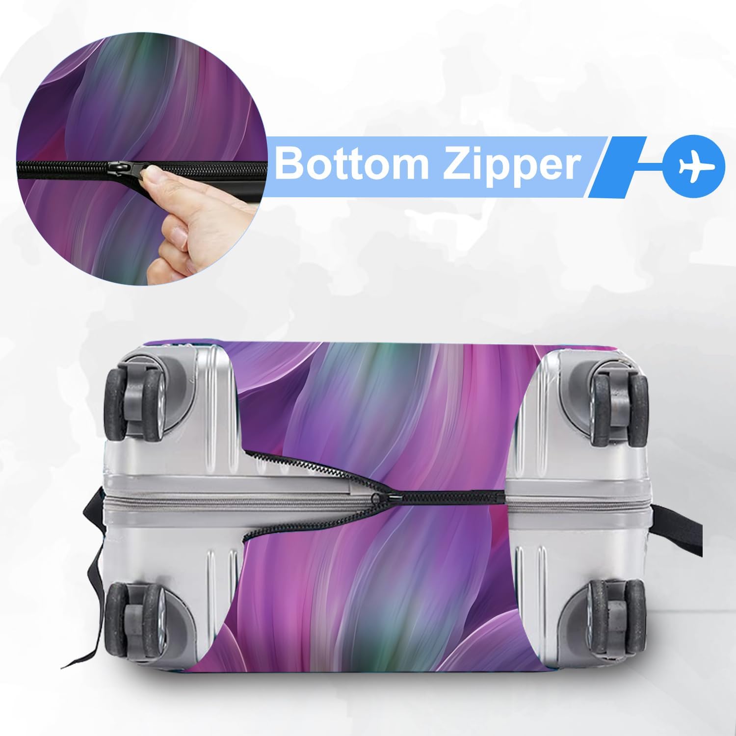 FOREVER QUEEN Pinkish Purple Flower Luggage Cover Suitcase Protector Suitcase Cover Anti-Scratch,Stretchable Bag Cover Washable Durable Polyester - Image 4