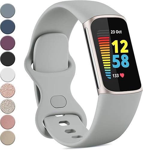 Correa compatible con Fitbit Charge 5 bandas para mujeres y hombres, correa de repuesto deportiva ajustable impermeable de silicona suave para