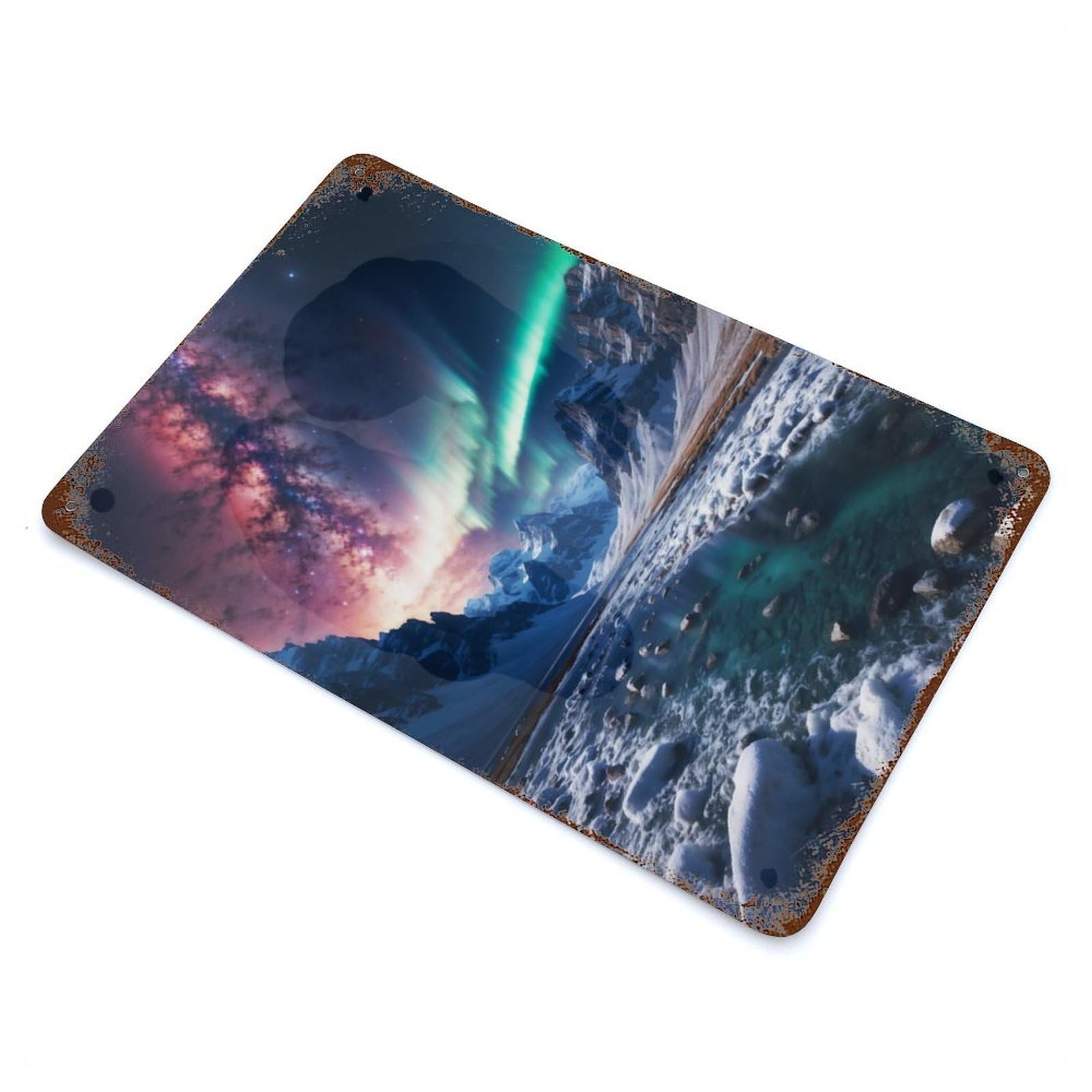 Aurora Borealis Decorative Tin Sign 11.8"x7.9", for Cafe, Home Bar And Lounge Decor, Decorative Metal Wall Art