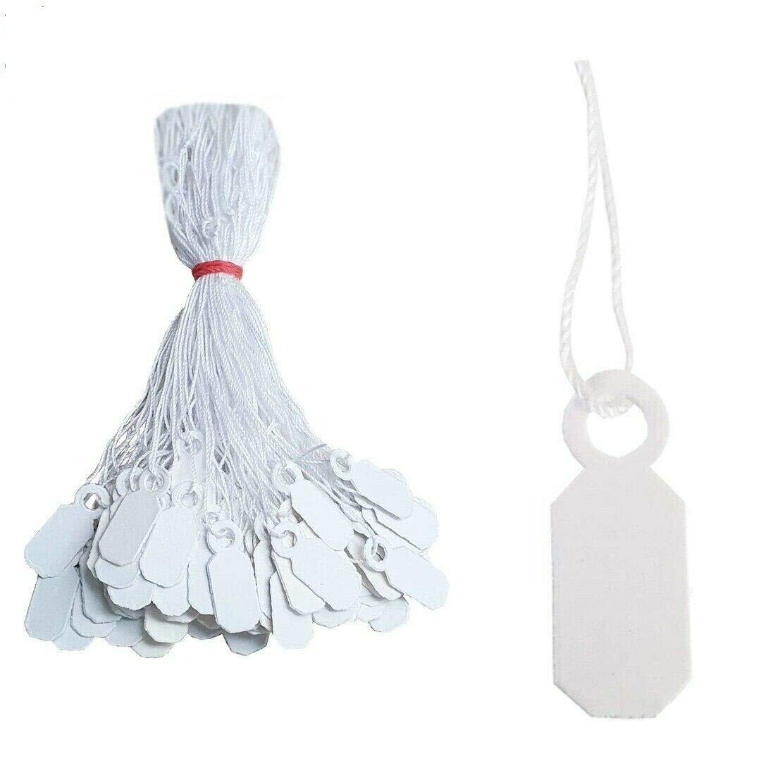 New White Strung Swing Tie Tickets Price Label Tags Size 20MM X 8MM OR E001 Pack of 1000