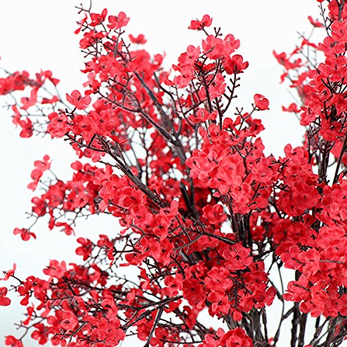 Jaky-Global Babys Breath Fabric Cloth Artificial Flowers 6 Bundle European Fake Silk Plants Decor Wedding Party Decoration Bouquets Real Touch Diy Home Garden(Red) #TOP2
