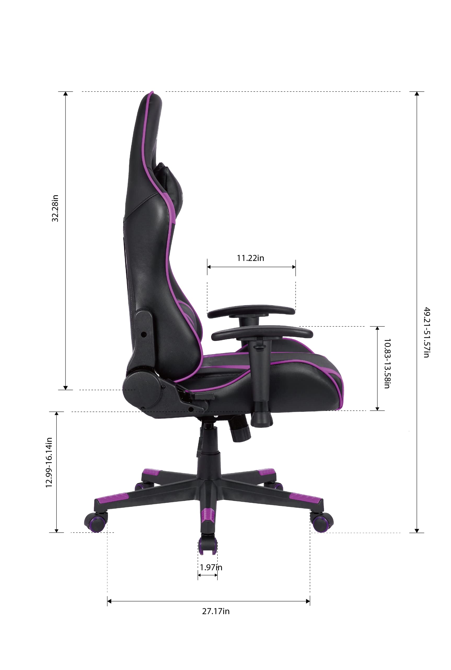 Oversteel - ULTIMET Chaise de gaming professionnel en simili cuir, accoudoirs 2D, réglable en hauteur, dossier inclinable à 180°, piston à gaz classe 3, jusqu'à 120Kg, couleur violet