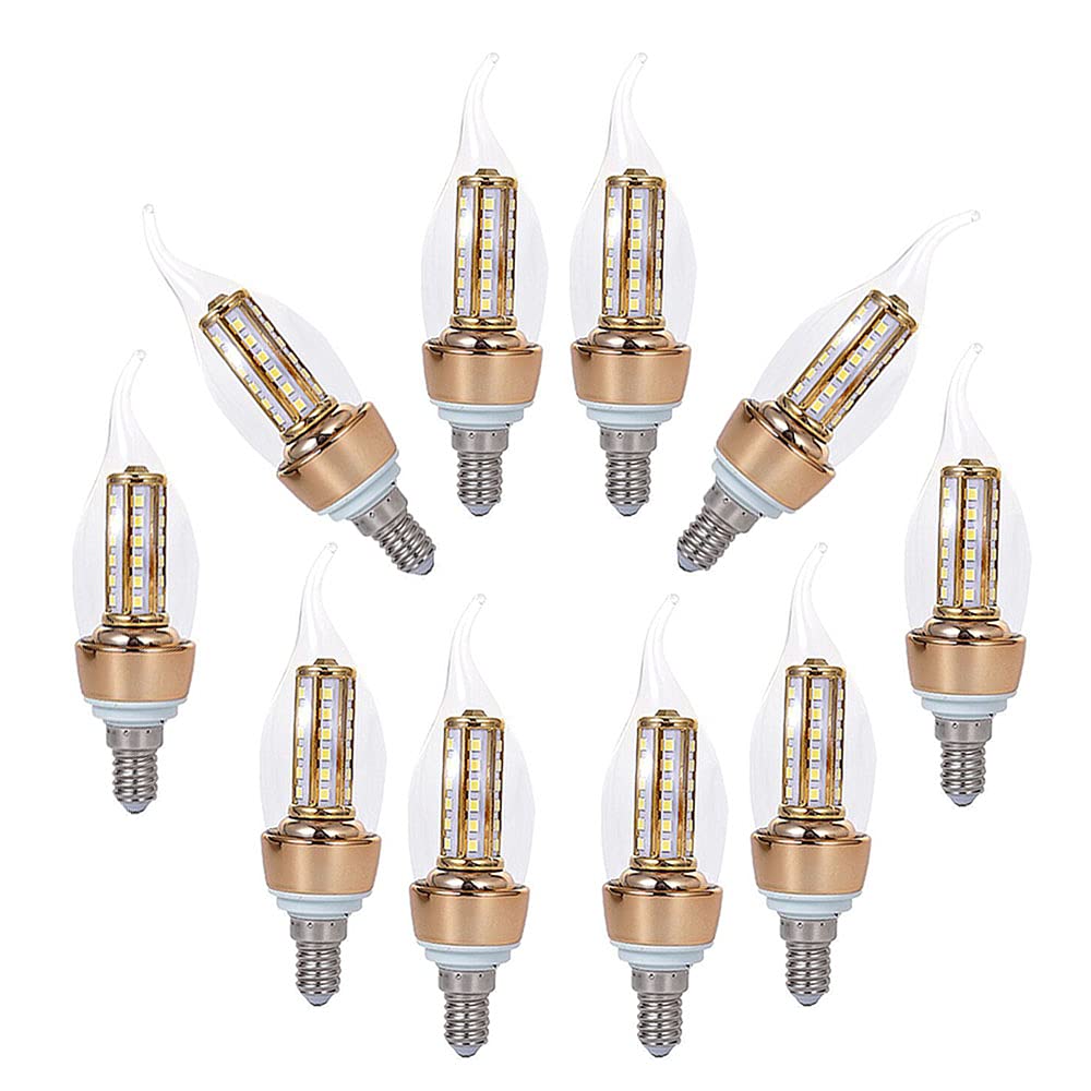 Lampadine LED E14 8W 800LM,Equivalenti a una lampada alogena da 80W, 40pezzi SMD2835 lampadina a LED non dimmerabile, bianco freddo 6000K piccole lampadine C35 a vite,confezione da 10