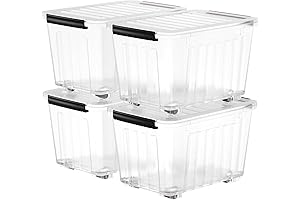 Nazhura Large Storage Bins with Secure Latching Buckles (72-Quart, 4-Pack)