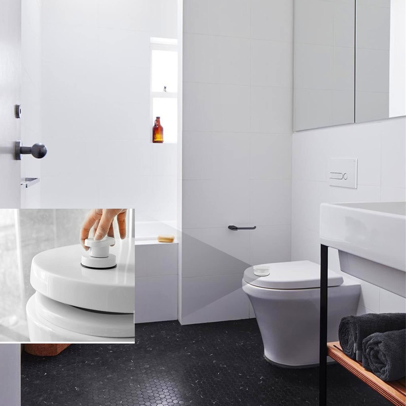 Maniglie A Ventosa Per Vetro - Set 2 Pezzi, Nero, Forte Presa - Per Armadi, Frigoriferi, Bagni - Foto 4