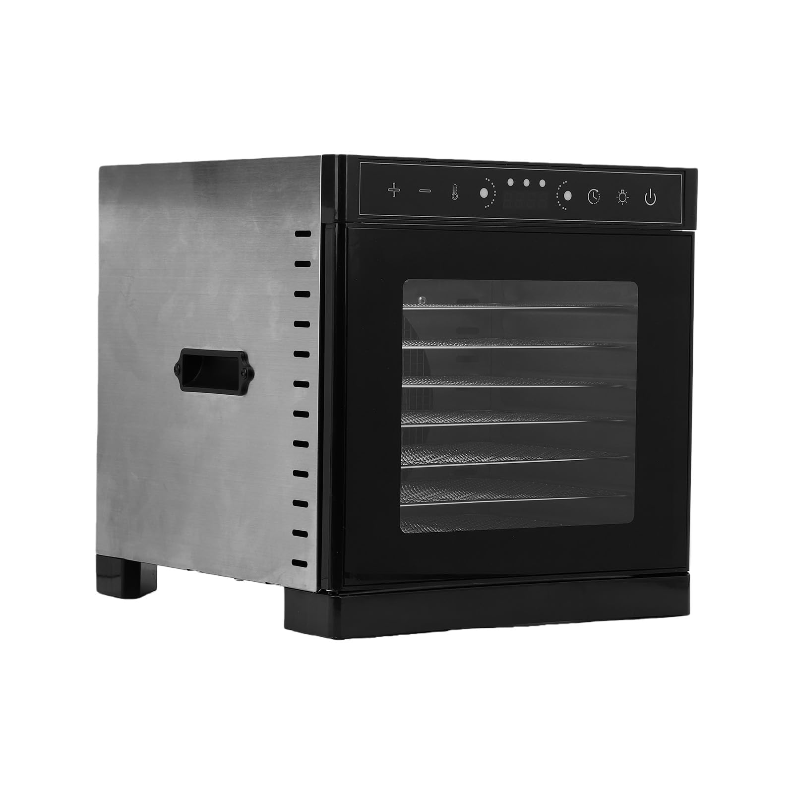 TOPINCN Deshidratador de Alimentos con 6 Bandejas de Acero Inoxidable, Ventana de Visualización con Luz Integrada, Temporizador Ajustable 400W para Carne, Fruta, Yogur, Golosinas (Enchufe europeo