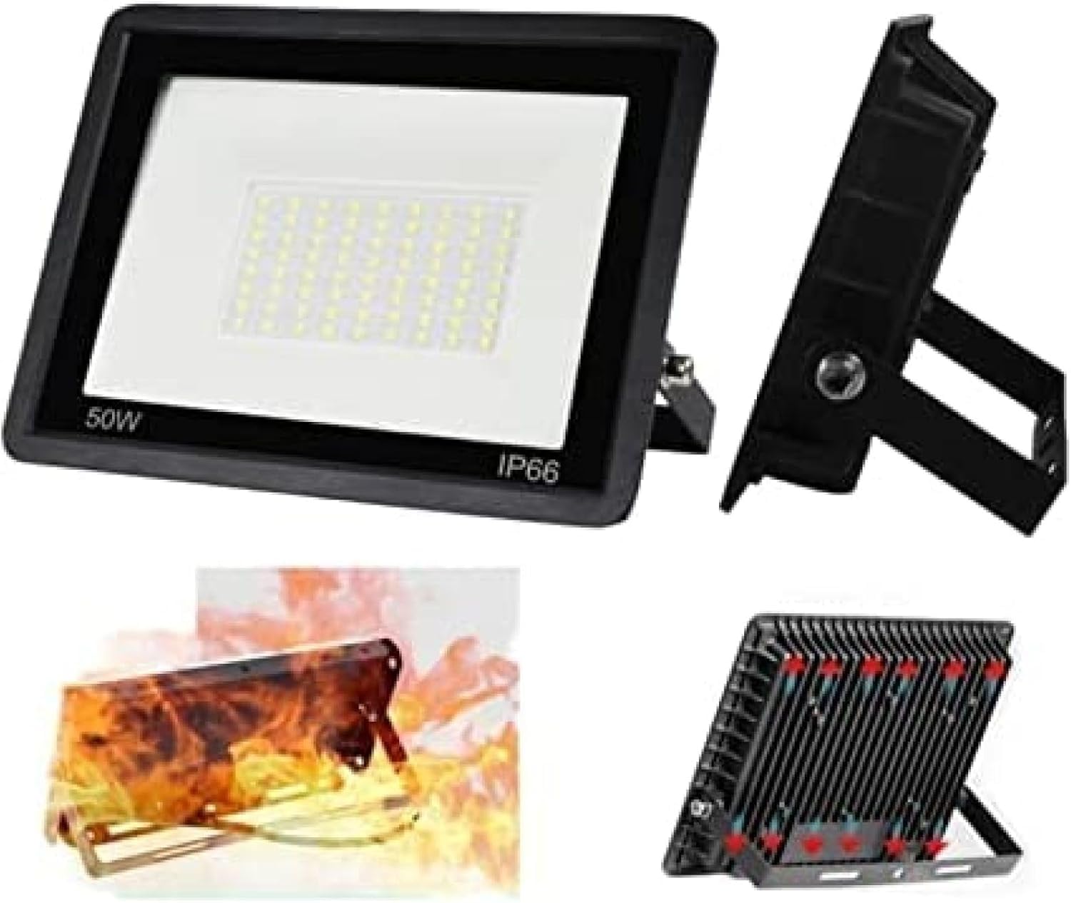 Reflektor LED z czujnikiem ruchu PIR, wodoodporny IP66, 10 W do 100 W, zewnętrzne oświetlenie indukcyjne