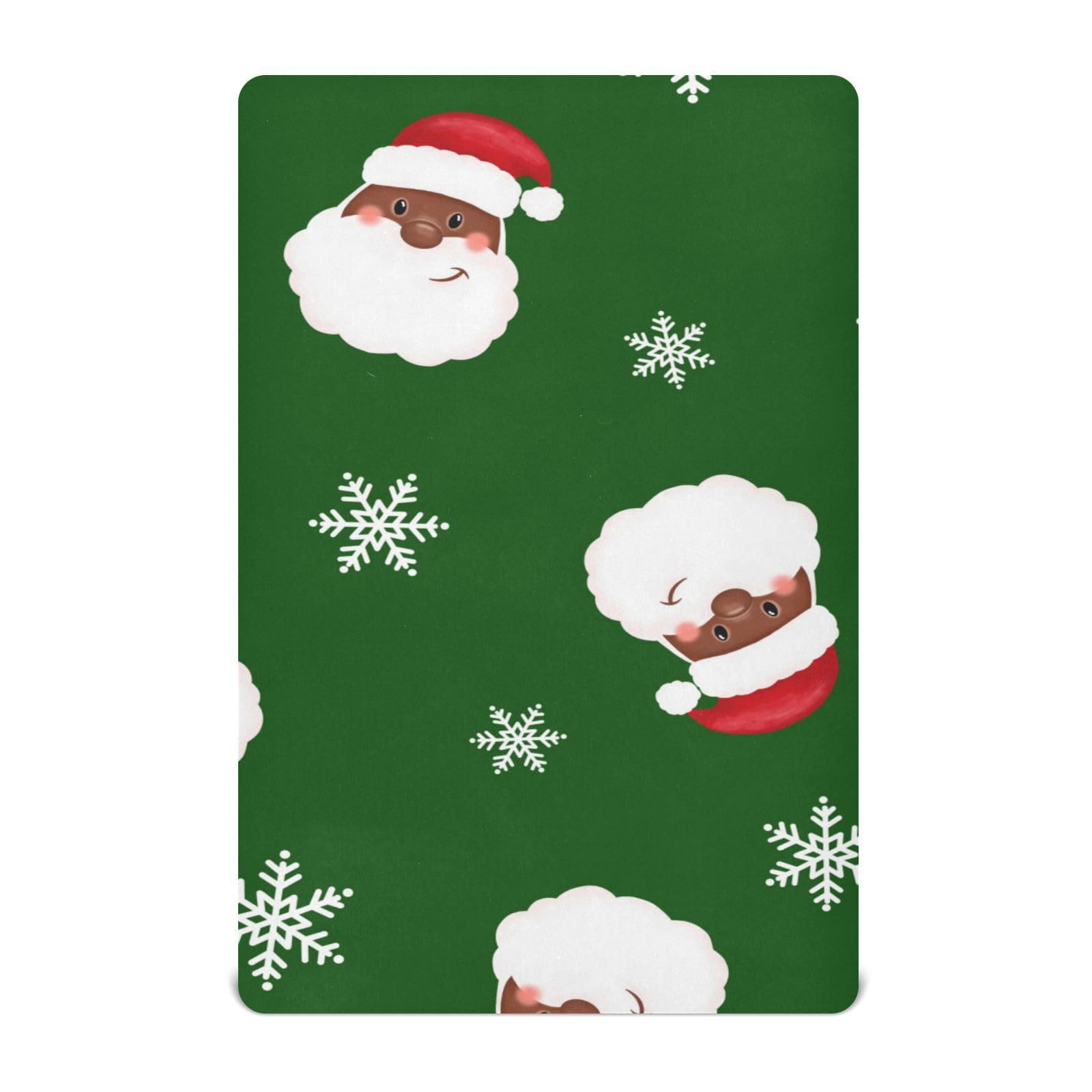 Moudou Christmas Santa Claus Playard Sheet for Boy Girls, Soft Breathable Fitted Toddler Sheet for Standard Playard Bed Mattress, 39 x 27 x 5 Inch