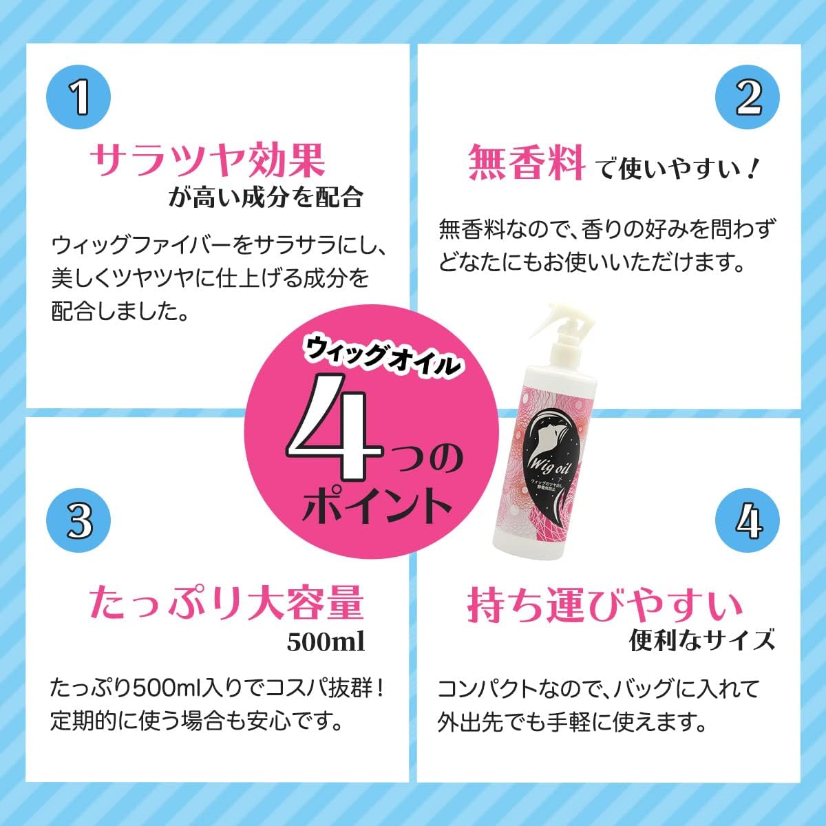 ウィッグオイル 200ml ウィッグ ケア スプレー ミストタイプ 無香料 つや出し 静電気防止 ドールの毛にも