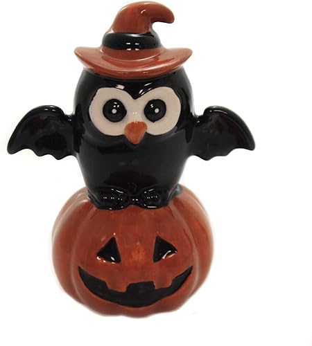 Miniatura 3 de Juego de salero y pimentero de cerámica fina para Acción de Gracias, Halloween, gato negro y búho en calabaza, 3-34 pulgadas de alto